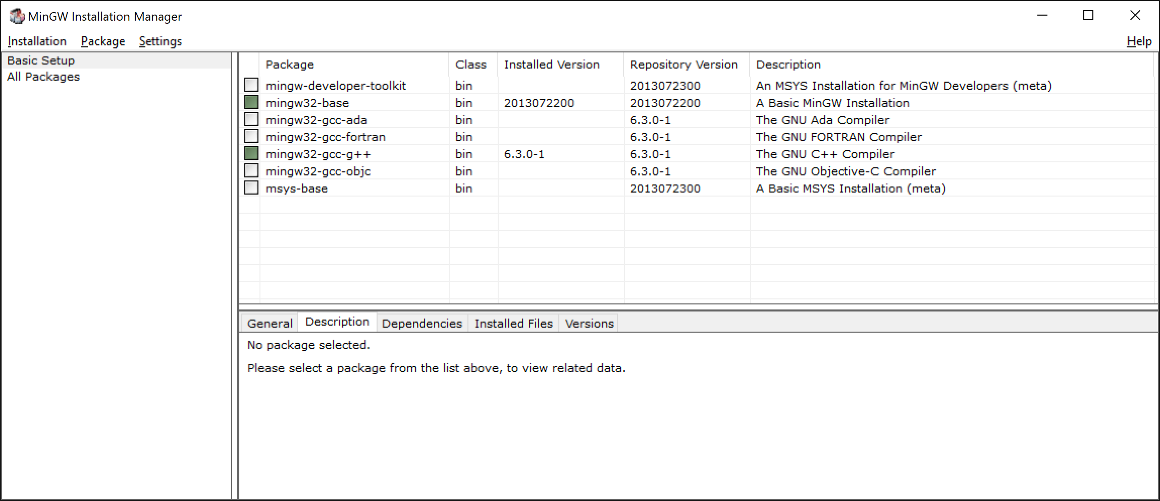 MinGW Packages